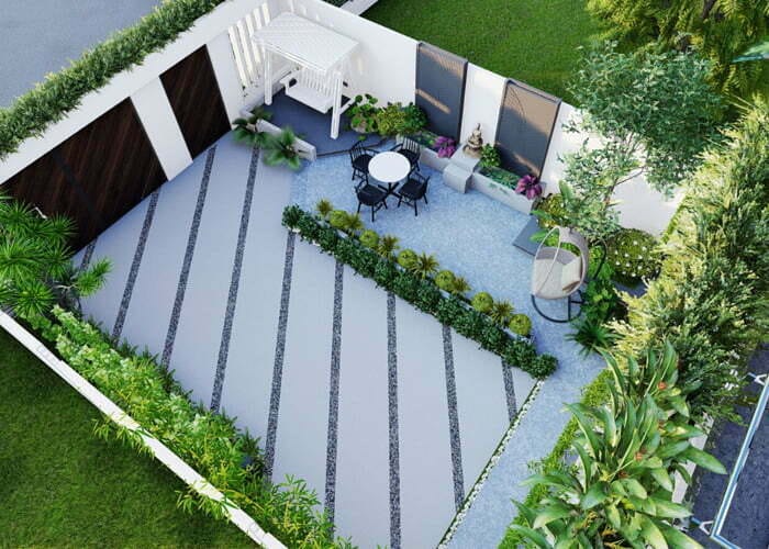 Khu vườn được trang trí cân đối sẽ giúp khu vườn đẹp hơn bao giờ hết